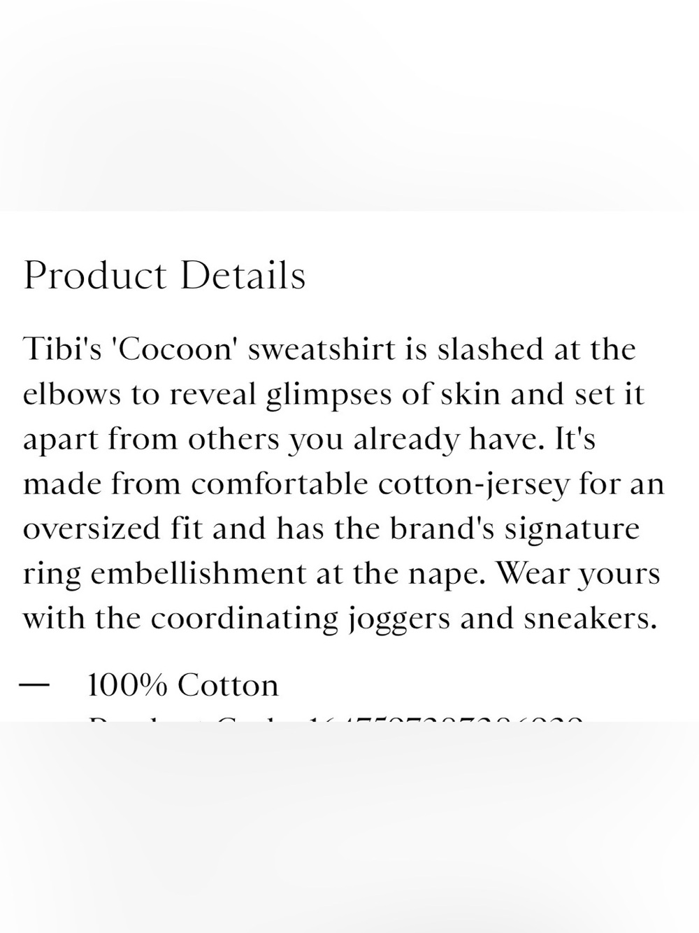 Tibi Cocoon Cutout Sleeve Sweatshirt - Picture 6 of 6